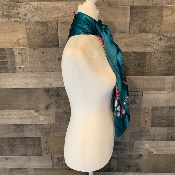 Elegant Floral Scarf Square Floral Scarf - Picture 3 of 16